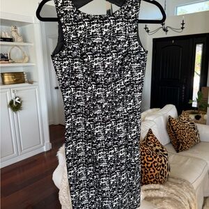 H&M Black and White Textured Midi Dress